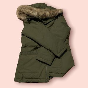 Adidas puffer with fur hood